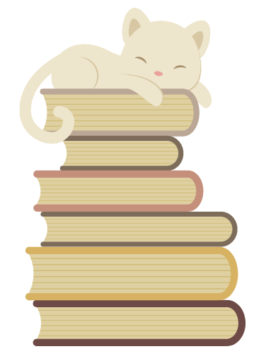 Gato dormindo em cima de uma pilha de livros.